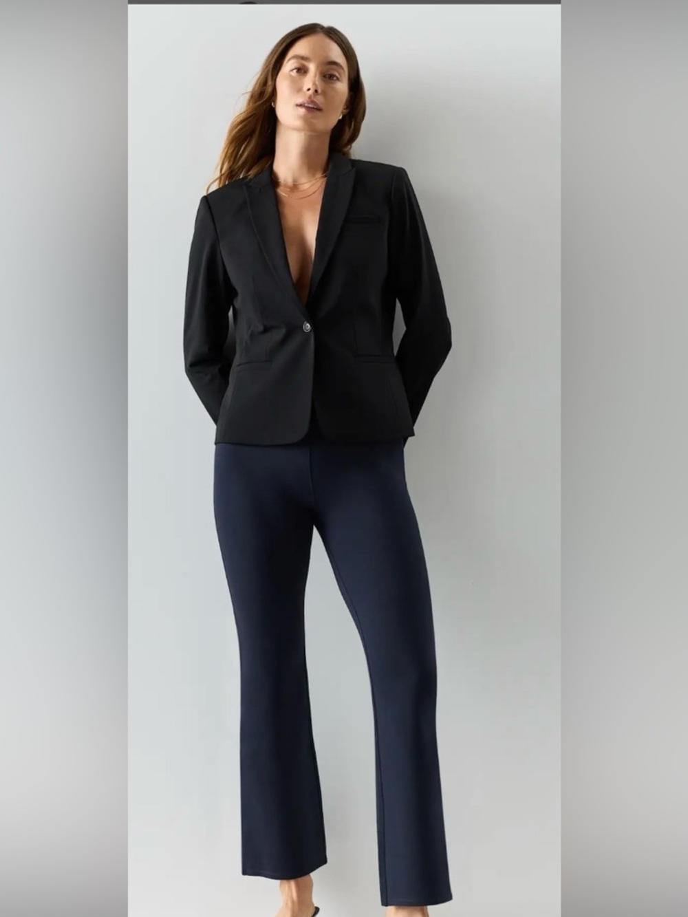 Quince Women's  Navy Stretch Ponte Pants